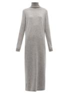 Matchesfashion.com Allude - Roll Neck Wool Blend Maxi Sweater Dress - Womens - Dark Grey