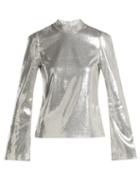Matchesfashion.com Galvan - Galaxy Long Sleeved Sequined Top - Womens - Silver