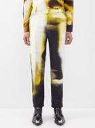 Alexander Mcqueen - Silhouette-print Crepe Trousers - Mens - Black Yellow