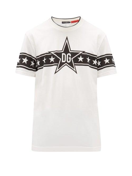 Matchesfashion.com Dolce & Gabbana - Logo-print Cotton T-shirt - Mens - White Black