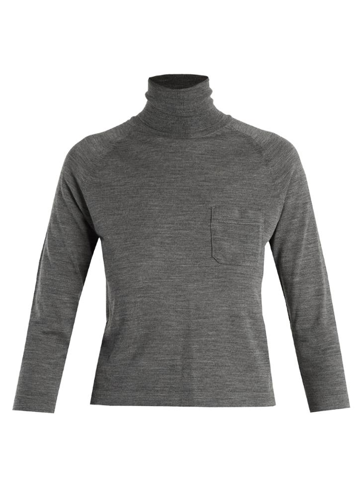 Prada Roll-neck Patch-pocket Wool Sweater