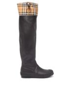 Matchesfashion.com Burberry - Freddie Vintage Check Rain Boots - Womens - Black Beige