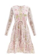 Matchesfashion.com Giambattista Valli - Bow-embellished Floral-print Silk-georgette Dress - Womens - Pink Print