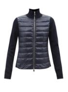 Moncler - Panelled Quilted Down Cardigan - Womens - Navy