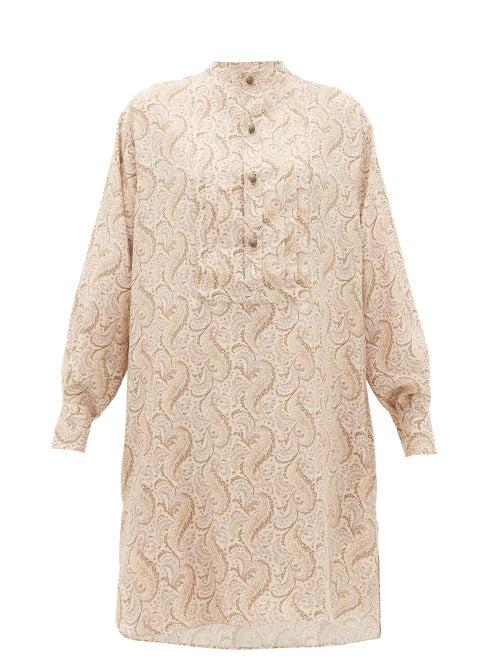 Matchesfashion.com Etro - Tiare Paisley-print Silk-satin Dress - Womens - White Multi