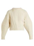 Matchesfashion.com Stella Mccartney - Cable Knit Wool Blend Sweater - Womens - Cream