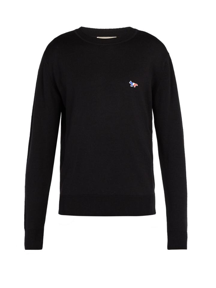 Maison Kitsuné Logo-embroidered Virgin Wool Sweater