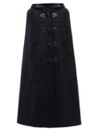 Ladies Rtw Redvalentino - Hooded Wool-blend Duffel Coat - Womens - Navy