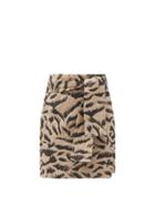 Matchesfashion.com Mara Hoffman - Luciana Belted Tiger-print Organic-cotton Skirt - Womens - Brown Multi