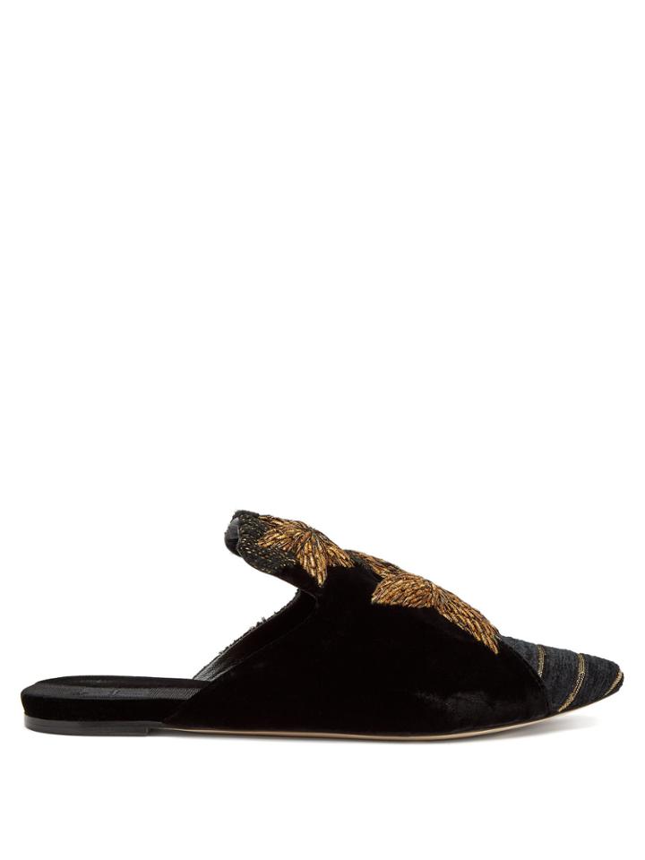 Sanayi 313 Stelle Star-appliqu Velvet Backless Loafers