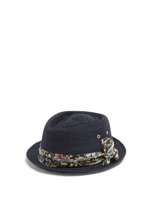Matchesfashion.com Maison Michel - Jac Straw Hat - Womens - Navy