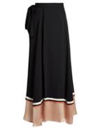 Matchesfashion.com Roksanda - Leif Contrast Panel Silk Blend Crepe Skirt - Womens - Black Pink