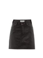Matchesfashion.com Balenciaga - V Waist Grained Leather Mini Skirt - Womens - Black