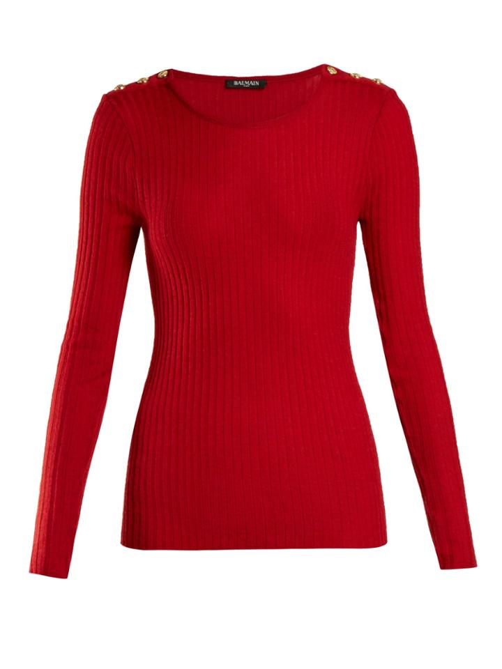 Balmain Ribbed-knit Wool-blend Top