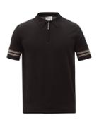 Matchesfashion.com Brioni - Stripe-tipped Cotton-blend Polo Shirt - Mens - Black