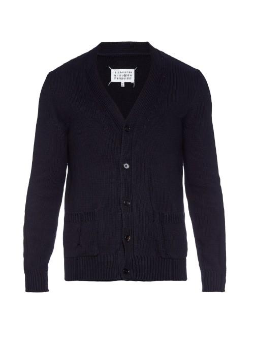 Maison Margiela Broken-stitching Cotton-knit Cardigan