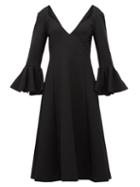 Matchesfashion.com Marc Jacobs - Bell Cuff Wool Crepe Midi Dress - Womens - Black