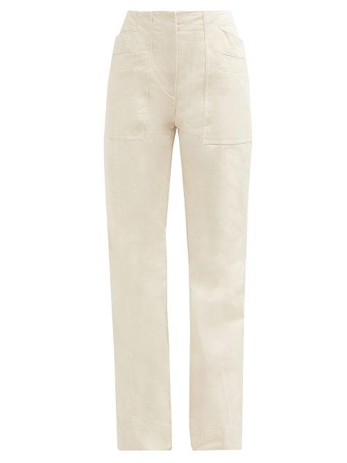 Matchesfashion.com Acne Studios - Patch Pocket Flared Cotton Trousers - Womens - Ivory