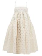 Matchesfashion.com Cecilie Bahnsen - Sofie Floral Jacquard Devor Midi Dress - Womens - Ivory