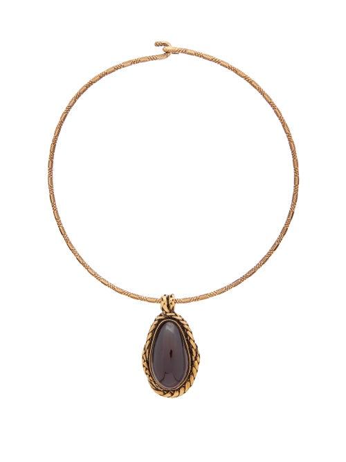 Matchesfashion.com Alexander Mcqueen - Cabochon Pendant Choker - Womens - Gold Multi