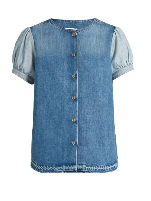Sonia Rykiel Puff-sleeved Denim Blouse