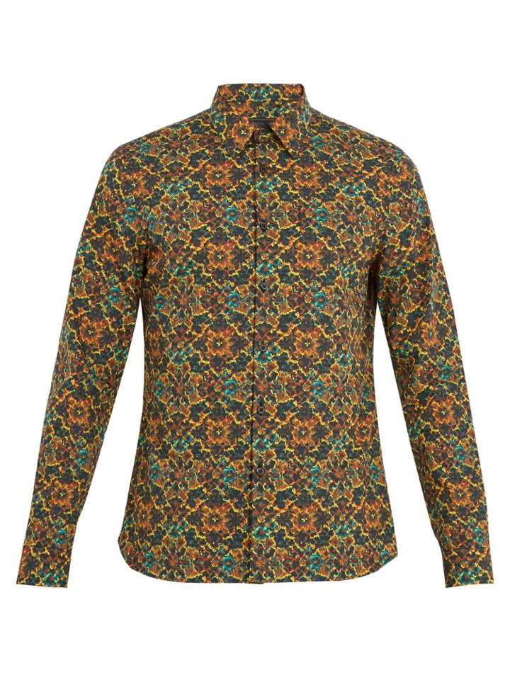 Prada Single-cuff Psychedelic-print Cotton Shirt