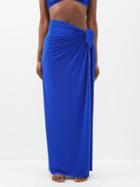 Norma Kamali - Ernie Knotted-waist Jersey Sarong - Womens - Blue