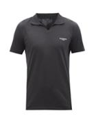 Balmain - Flocked-logo Cotton-jersey Polo Shirt - Mens - Black