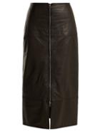 Matchesfashion.com Raey - Zip Front Leather Pencil Skirt - Womens - Black