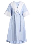 Palmer/harding Flounce-cuff Striped Cotton Shirtdress