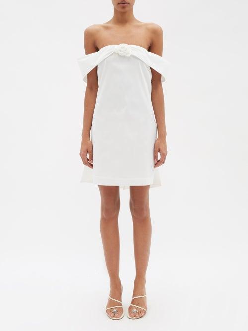 Bernadette - Sacha Off-shoulder Bow-back Taffeta Mini Dress - Womens - White