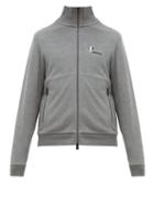 Matchesfashion.com Moncler - Logo Print Zip Through Cotton Track Jacket - Mens - Grey