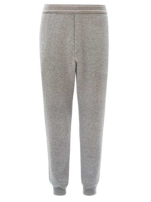 Alexander Mcqueen - Logo-embroidered Cashmere Track Pants - Mens - Light Grey