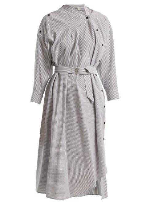Matchesfashion.com Rachel Comey - Welcome Asymmetric Detail Striped Cotton Dress - Womens - Black White