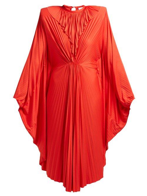 Matchesfashion.com Vetements - Sunburst Pleated Jersey Midi Dress - Womens - Red