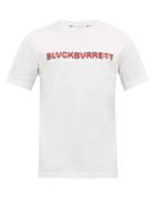 Matchesfashion.com Blackbarrett By Neil Barrett - Strikethrough Logo Cotton T Shirt - Mens - White Multi