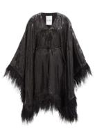 Matchesfashion.com Halpern - Feather-embellished Sequinned Mini Dress - Womens - Black