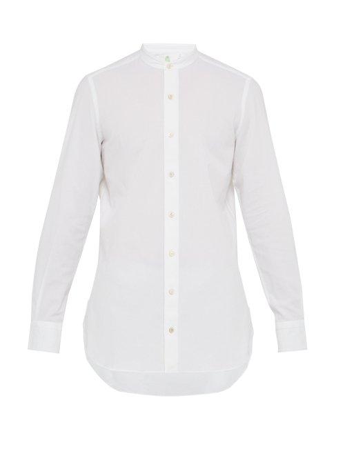 Matchesfashion.com Finamore 1925 - Lorenzo Band Collar Brushed Cotton Poplin Shirt - Mens - White