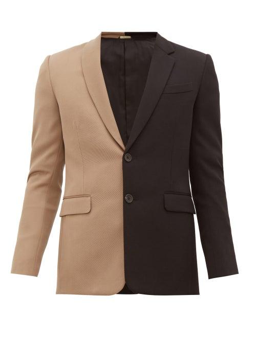 Matchesfashion.com Fendi - Single Breasted Virgin Wool Twill Blazer - Mens - Black Beige