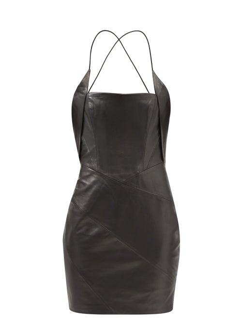16arlington - Estelli Leather Mini Dress - Womens - Black