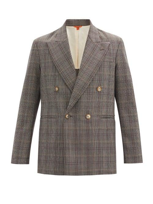 Matchesfashion.com Barena Venezia - Macuba Double-breasted Checked Virgin-wool Jacket - Mens - Grey