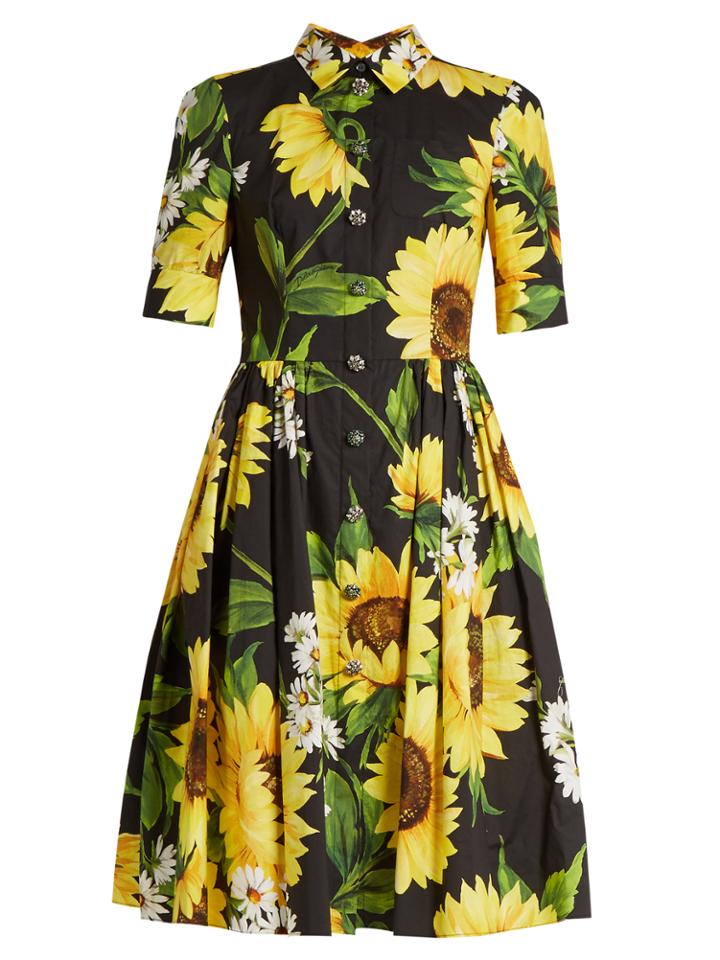 Dolce & Gabbana Sunflower-print Cotton-poplin Shirtdress