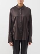 Frame - The Standard Silk-blend Satin Shirt - Womens - Dark Brown