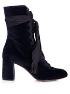 Chloé Harper Lace-up Velvet Ankle Boots