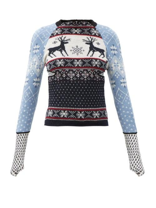 Matchesfashion.com Marine Serre - Upcycled Panelled Fair-isle Wool Sweater - Womens - Multi