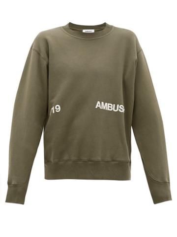 Matchesfashion.com Ambush - Logo-print Cotton-jersey Sweatshirt - Mens - Green