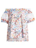 Peter Pilotto Abstract-print Off-the-shoulder Cotton-blend Top