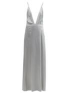Matchesfashion.com Mm6 Maison Margiela - Lace-trimmed V-neck Satin Slip Dress - Womens - Light Grey