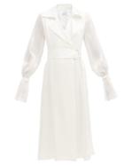Matchesfashion.com Galvan - Balloon-sleeved Satin Wrap Dress - Womens - White