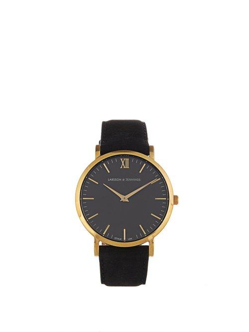 Matchesfashion.com Larsson & Jennings - Lugano Gold Plated And Leather Watch - Mens - Black Multi